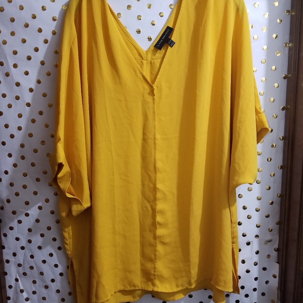 Yellow blouse with v neck collar